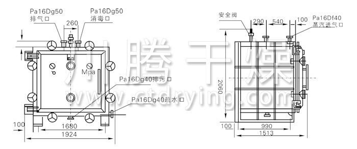 方形静态真空干燥机结构示意图